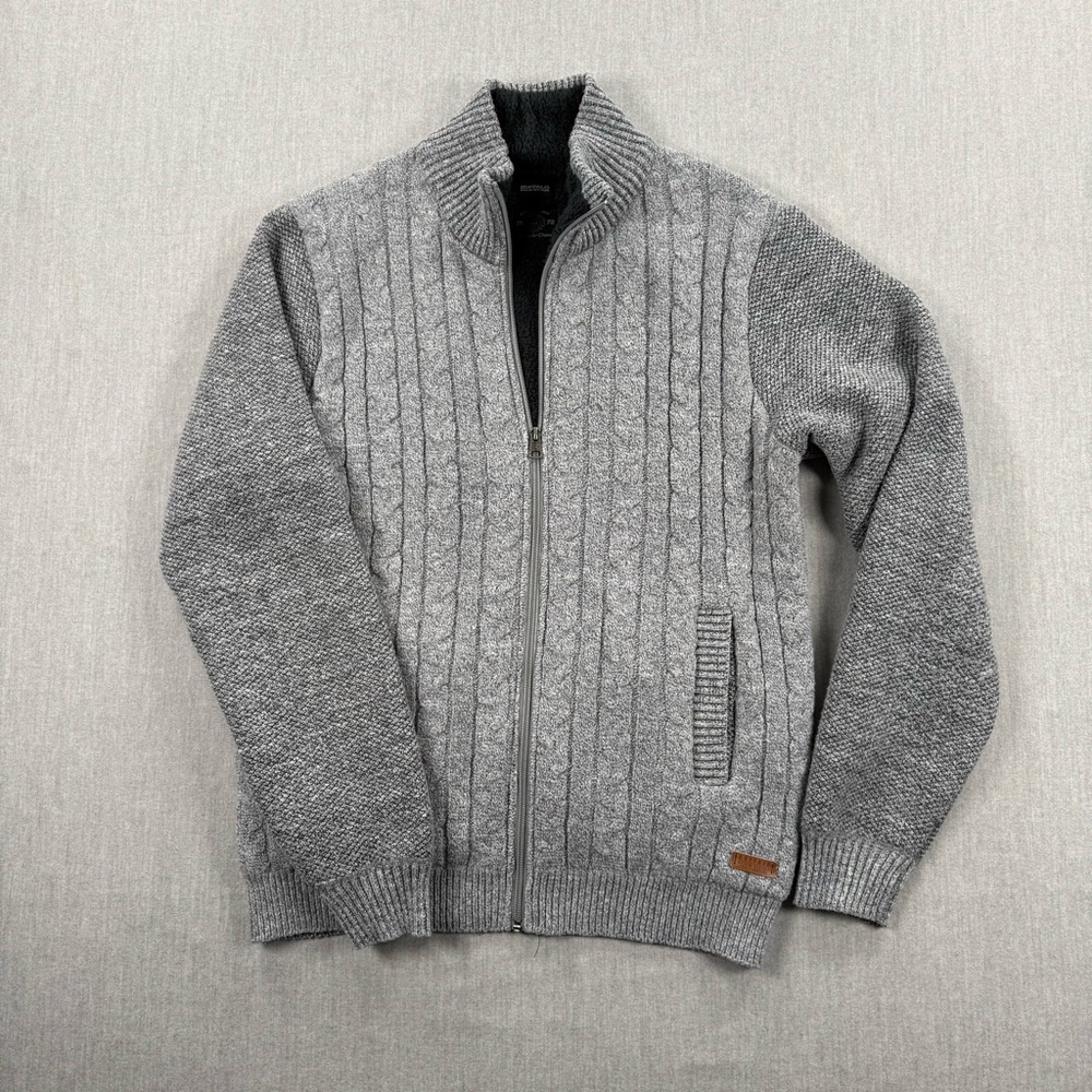 Buffalo‎ David Bitton Gray Full-Zip Cable Knit Sweater